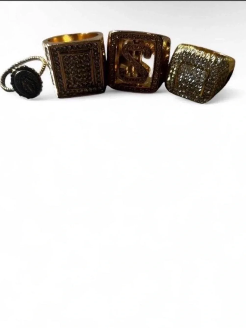 Gold-Tone Statement Rings Set - Square Cocktail Styles - Picture 1 of 1